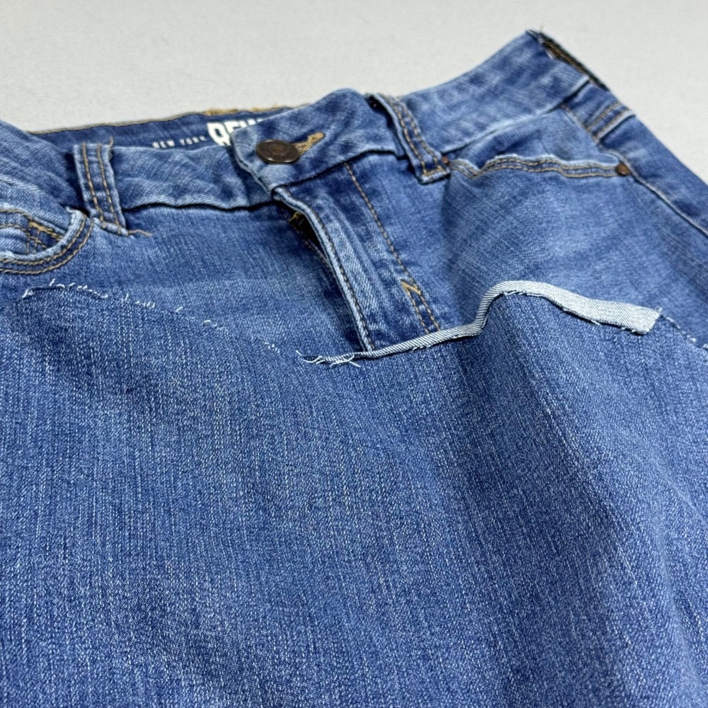 Rewash High Rise Flare Jeans Medium Wash Distressed Raw Hem Denim Blue Womens 5